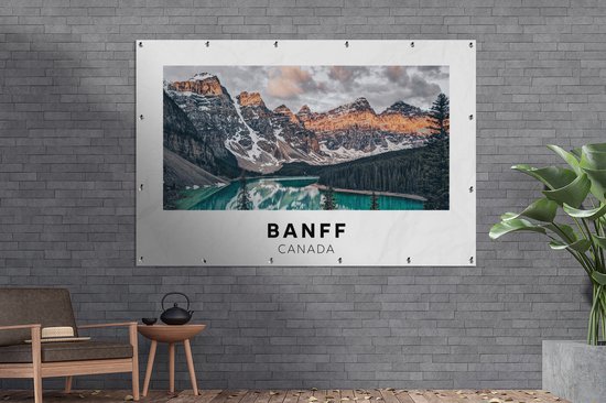 Décoration murale Canada - Montagnes - Water - 180x120 cm - Affiche jardin - Toile jardin