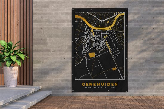 Décoration murale Carte - Plan de ville - Genemuiden - Carte - 120x180 cm - Poster jardin - Toile jardin - Poster extérieur