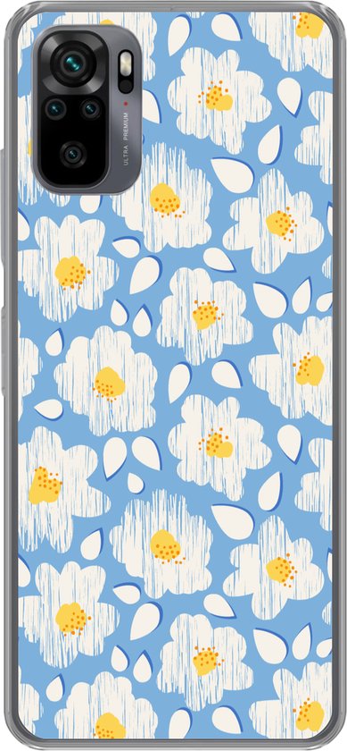 Coque Xiaomi Redmi Note 10 Pro - Meiden - Fleurs - Blauw - Motifs - Coque de téléphone en Siliconen -