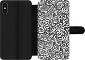 Bookcase Geschikt voor iPhone X telefoonhoesje - Meiden - Rozen - Patronen - Girl - Kids - Kinderen - Kindje - Met vakjes - Wallet case met magneetsluiting