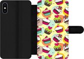 Bookcase Geschikt voor iPhone XS telefoonhoesje - Meisjes - Cupcake - Patronen - Girl - Kids - Kinderen - Kindje - Met vakjes - Wallet case met magneetsluiting