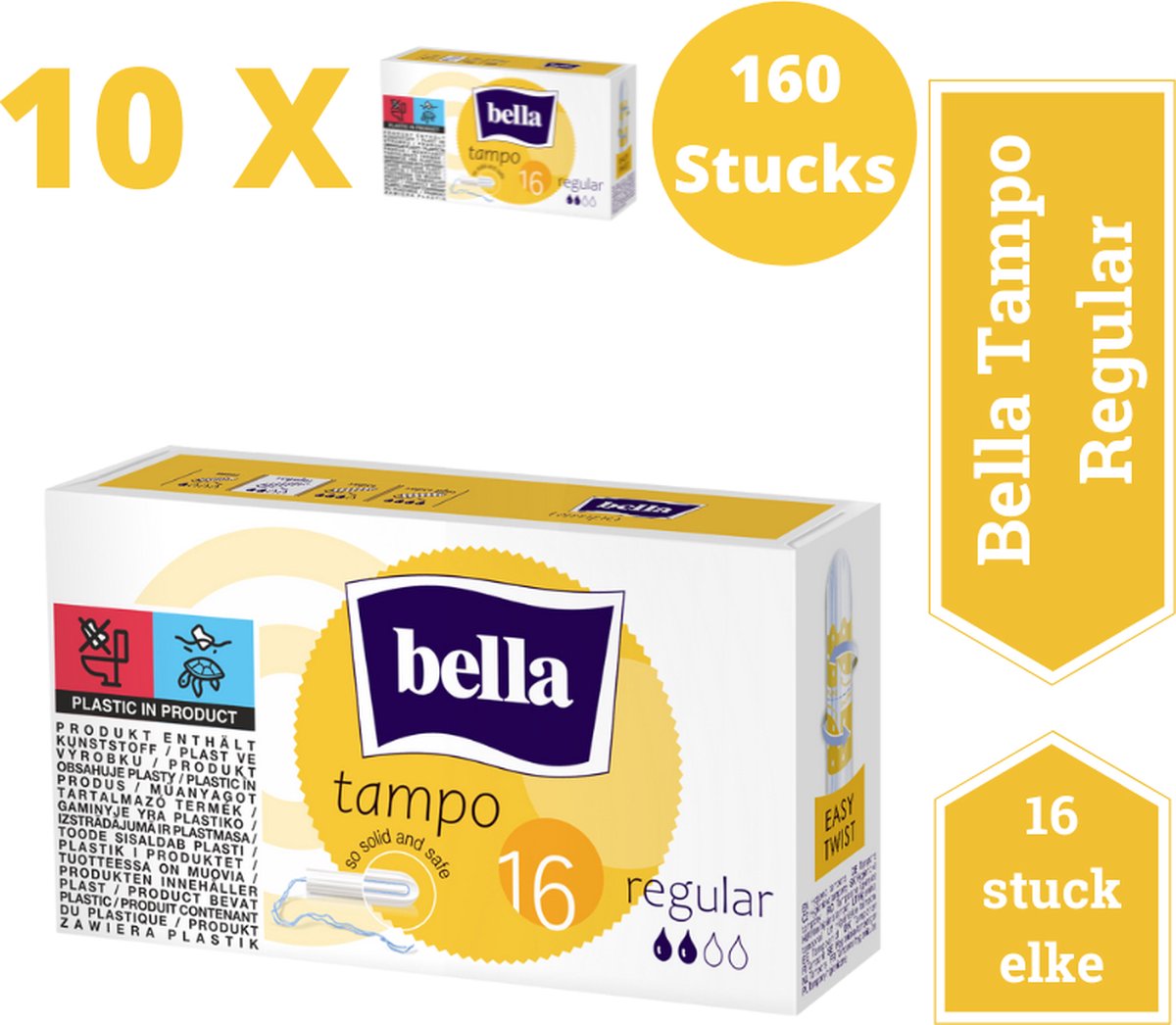 Bella Tampo Regular (16 stuksin 1 pak),pak van 10 combo, Tampons
