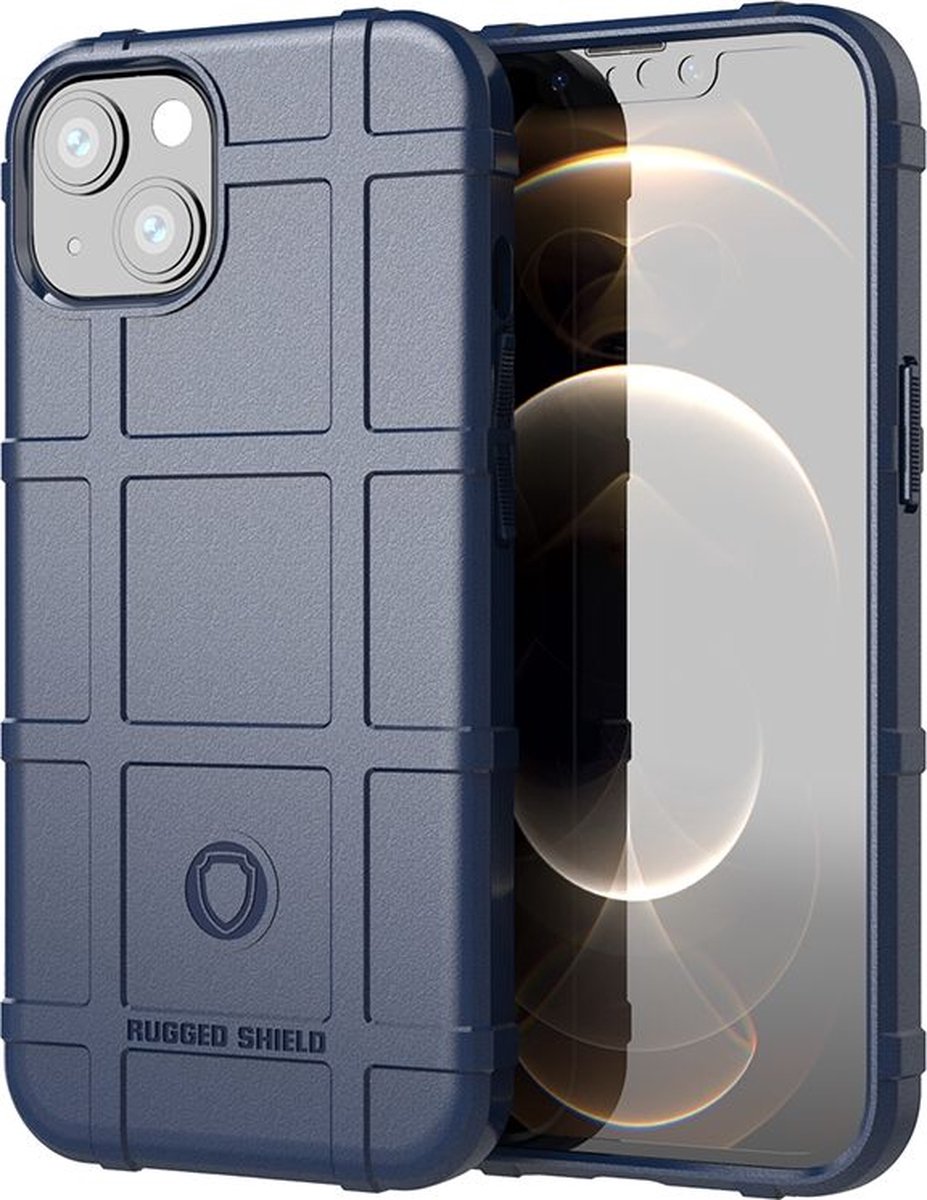 Mobigear Rugged Shield Telefoonhoesje geschikt voor Apple iPhone 13 Mini Hoesje Flexibel TPU Backcover - Blauw