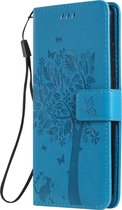 Mobigear Telefoonhoesje geschikt voor Xiaomi Mi 9T Pro Hoesje | Mobigear Tree Bookcase Portemonnee | Pasjeshouder voor 2 Pasjes | Telefoonhoesje voor Pinpas / OV Kaart / Rijbewijs - Blauw