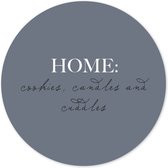 Muurcirkel - wandcirkel - tekst - home - cookies, candles and cuddles - ⌀ 25 cm - wanddecoratie - ronde schilderijen - blauw - wallcircle - Coszy