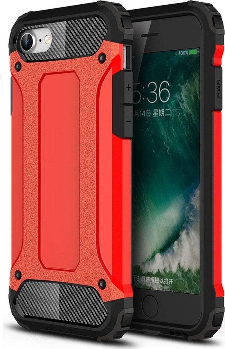 Mobigear Hoesje geschikt voor Apple iPhone SE (2020) Telefoonhoesje Hardcase | Mobigear Outdoor Backcover Shockproof | Schokbestendig iPhone SE (2020) Telefoonhoesje | Anti Shock Proof - Rood