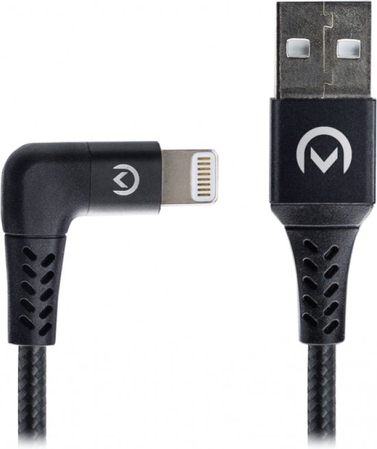 Mobilize Nylon 90 Degree USB-A naar Apple Lightning Kabel 1.5 Meter - Zwart  | bol.com