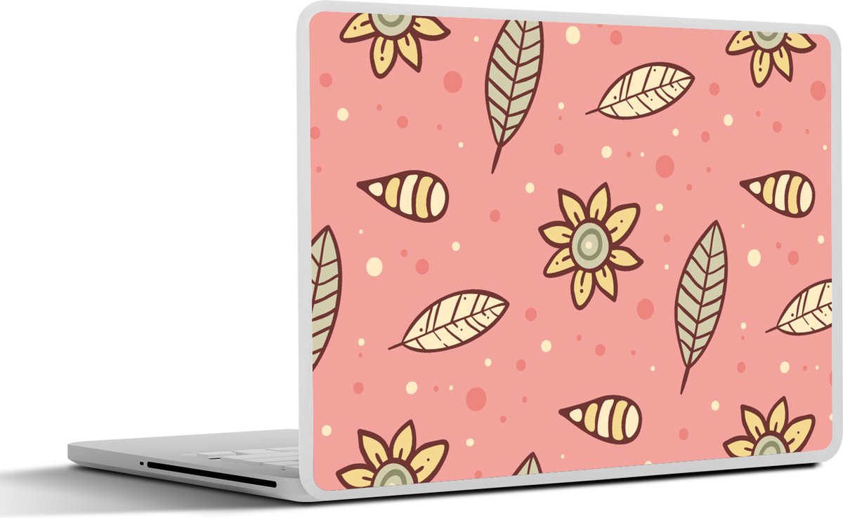 Laptop sticker - 10.1 inch - Patronen - Bloemen - Bladeren - Girl - Kids - Kinderen - 25x18cm - Laptopstickers - Laptop skin - Cover