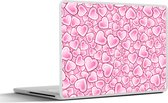 Laptop sticker - 10.1 inch - Meiden - Hartjes - Roze - Patronen - Girl - Kindje - Kinderen - 25x18cm - Laptopstickers - Laptop skin - Cover