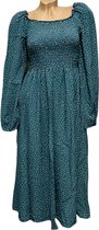 Dames midi jurk met stipjes S/M groenblauw