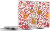 Laptop sticker - 10.1 inch - Bloemen - Design - Roze - Oranje - 25x18cm - Laptopstickers - Laptop skin - Cover