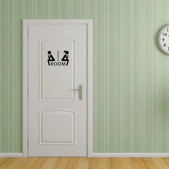 Jumada - Wc sticker - Toilet sticker - 'thinking room' - 10 x 7 cm - Zwart - 1 stuk