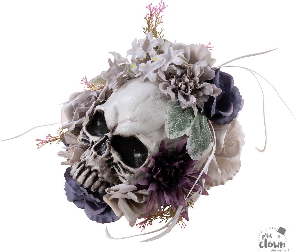 Halloween Decoratie Doodskop met Bloemdeco