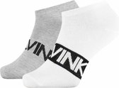 Calvin Klein herensokken Dirk (2-pack) - enkelsokken - wit en grijs met logo -  Maat: 43-46