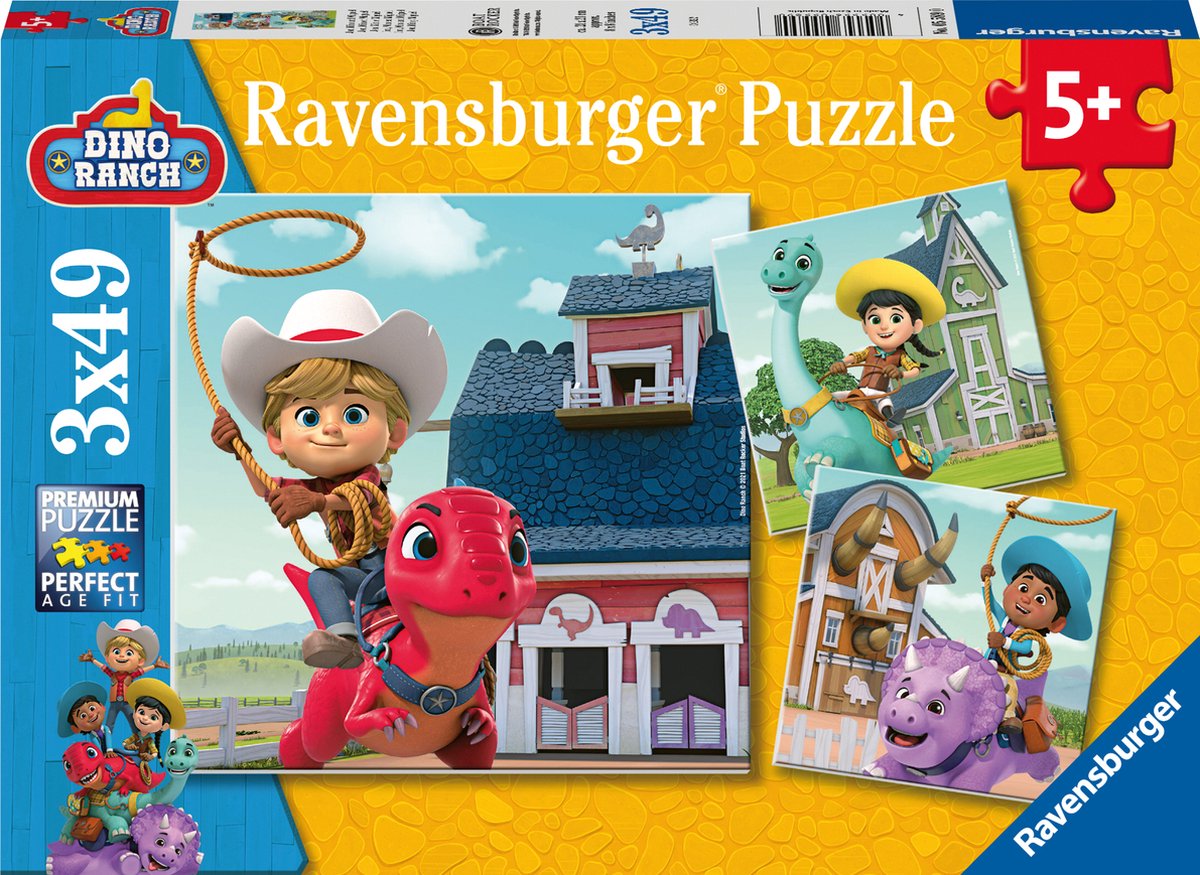 Ravensburger puzzel Dino Ranch - 3x49 stukjes - Kinderpuzzel