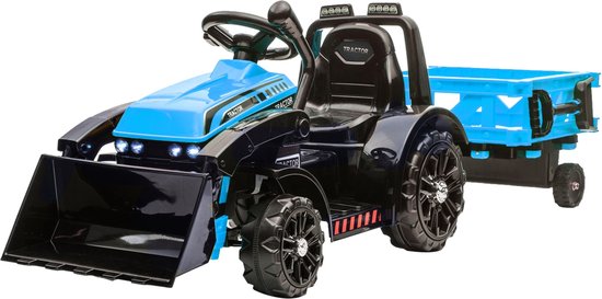 Tracteur électrique 6V bleu + remorque, tracteur électrique enfant | bol