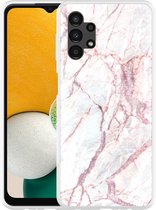 Hoesje Geschikt voor Samsung Galaxy A13 White Pink Marble