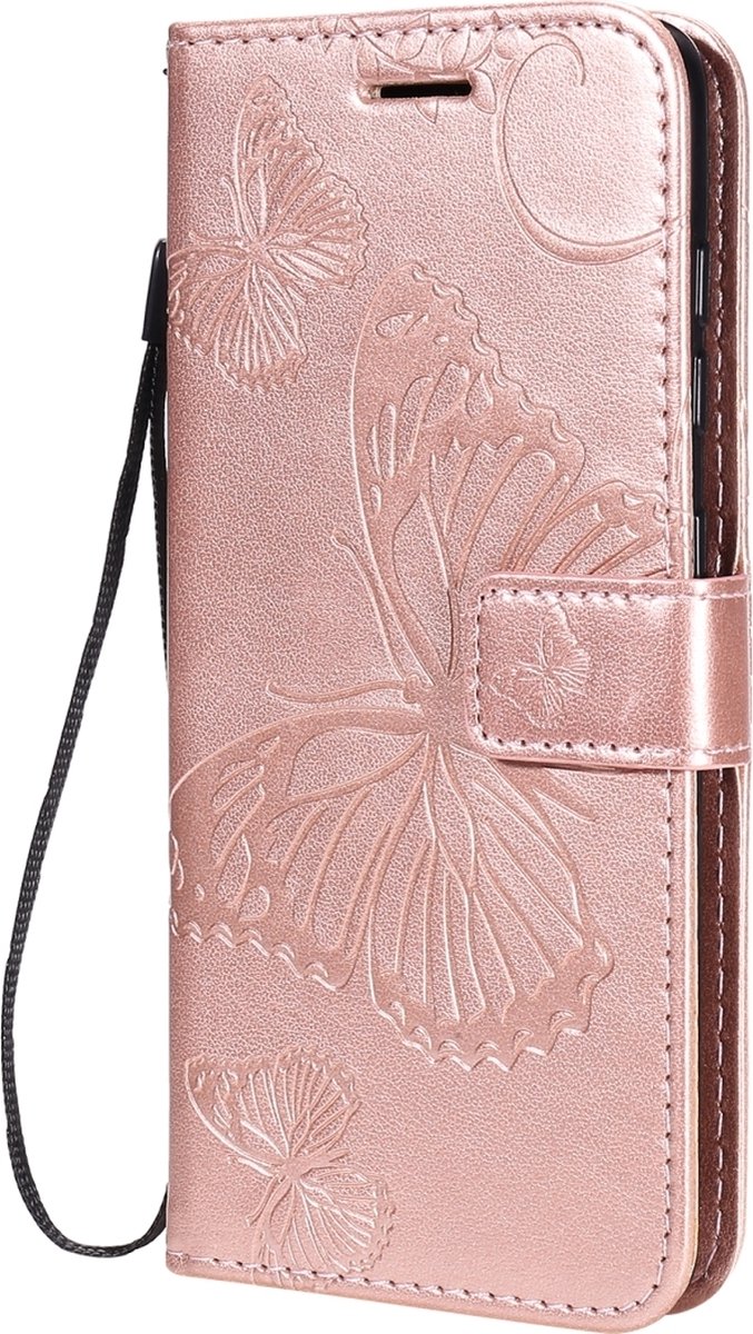 Mobigear Telefoonhoesje geschikt voor Samsung Galaxy A41 Hoesje | Mobigear Butterfly Bookcase Portemonnee | Pasjeshouder voor 2 Pasjes | Telefoonhoesje voor Pinpas / OV Kaart / Rijbewijs - Roségoud