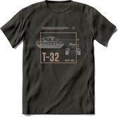 T32 Heavy tank leger T-Shirt | Unisex Army Tank Kleding | Dames / Heren Tanks ww2 shirt | Blueprint | Grappig bouwpakket Cadeau - Donker Grijs - 3XL