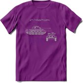A34 Comet leger T-Shirt | Unisex Army Tank Kleding | Dames / Heren Tanks ww2 shirt | Blueprint | Grappig bouwpakket Cadeau - Paars - S