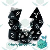 Polyset Dice | Dobbelstenen - Set Van 7 Stuks - Zwart Wit Ondoorzichtig| Voor D&D en Andere Rollenspellen | Plastic Dobbelstenen Set voor Dungeons and Dragons | Polyhedral Dice Set