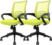 Bureaustoel - 2 Stks/set - Comfortabele netstoel - met hoogteverstelling - Draaibare computerstoel - Koelzitting - Fauteuil - voor studie - fluorescerend groen