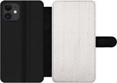 Bookcase Geschikt voor iPhone 12 Pro Max telefoonhoesje - Beton print - Muur - Wit - Met vakjes - Wallet case met magneetsluiting