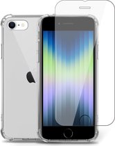 Geschikt voor iPhone SE 2022 Hoesje + Screenprotector – Gehard Glas Cover – Shock Proof Case – Transparant