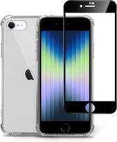 Geschikt voor iPhone SE 2022 Hoesje + Screenprotector – Full Cover Gehard Glas – Shock Proof Case – Transparant