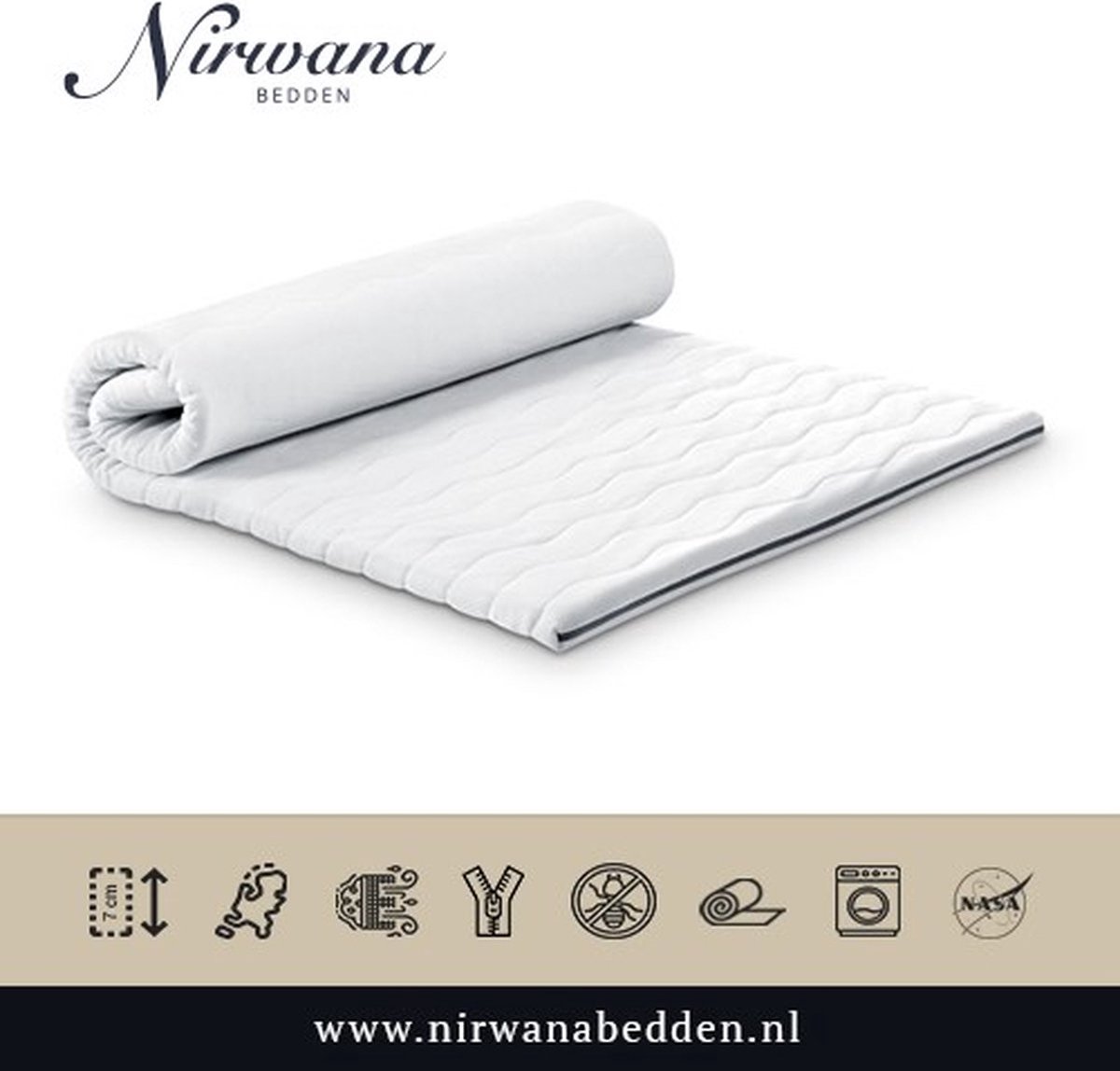 Nirwana - Topper Traagschuim - 160x190x12cm - Topdekmatras 30 nachten proefslapen