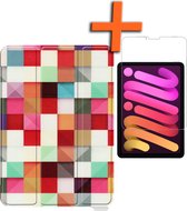 iPad Mini 6 Hoes Blocks Book Case Cover Met Screenprotector - iPad Mini 6 Book Case Blocks - iPad Mini 6 Hoesje Met Beschermglas