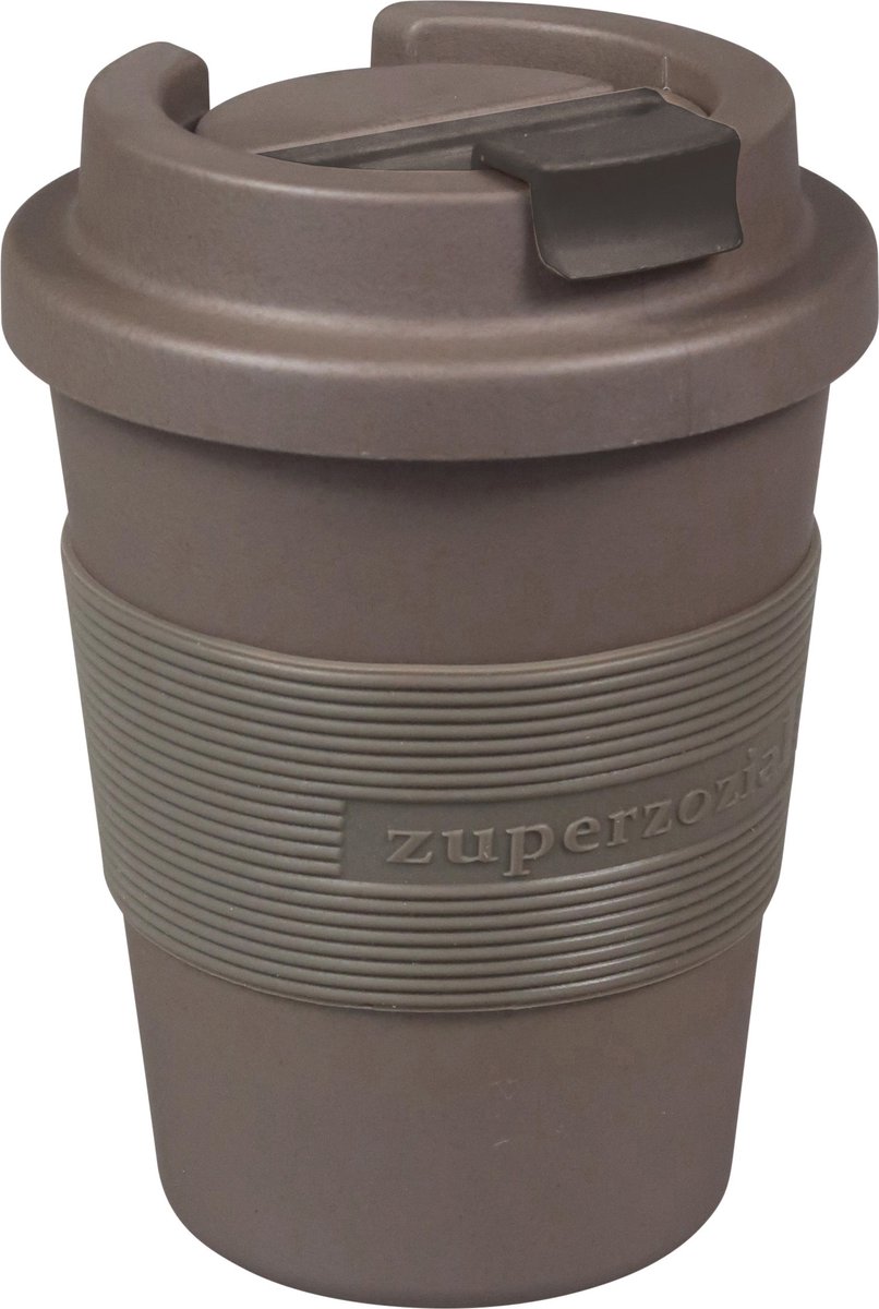 ZUPERZOZIAL - C-PLA, reisbeker, koffiebeker, coffee to go beker, TIME-OUT MUG medium, mocha brown, bruin, 350ml