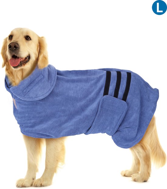 Nobleza Badjas - badjas hond - hondenkleding - Ruglengte 60 cm - Maat L - Blauw