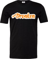 Koningsdag shirt Zwart-Oranje-Dames-Heren-Dronken-Maat M