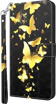 Goud zwart vlinder agenda wallet case hoesje Telefoonhoesje geschikt voor Samsung Galaxy A13