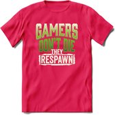 Gamers don't die T-shirt | Groen | Gaming kleding | Grappig game verjaardag cadeau shirt Heren – Dames – Unisex | - Roze - M