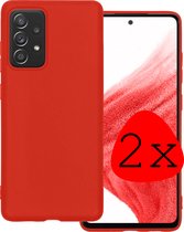 Hoes Geschikt voor Samsung A53 Hoesje Siliconen Back Cover Case - Hoesje Geschikt voor Samsung Galaxy A53 Hoes Cover Hoesje - Rood - 2 Stuks