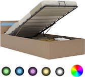 vidaXL Bedframe met opslag en LED kunstleer cappuccino 90x200 cm