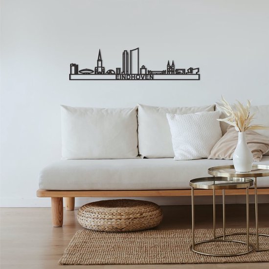 Skyline Eindhoven MDF noir (bois) - 90cm - Décoration murale City Shapes