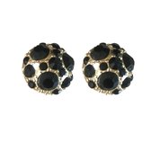 Magneet Oorbellen-Goudkleurig-Zwart-Metaal-1 cm-Geen gaatje-Charme Bijoux