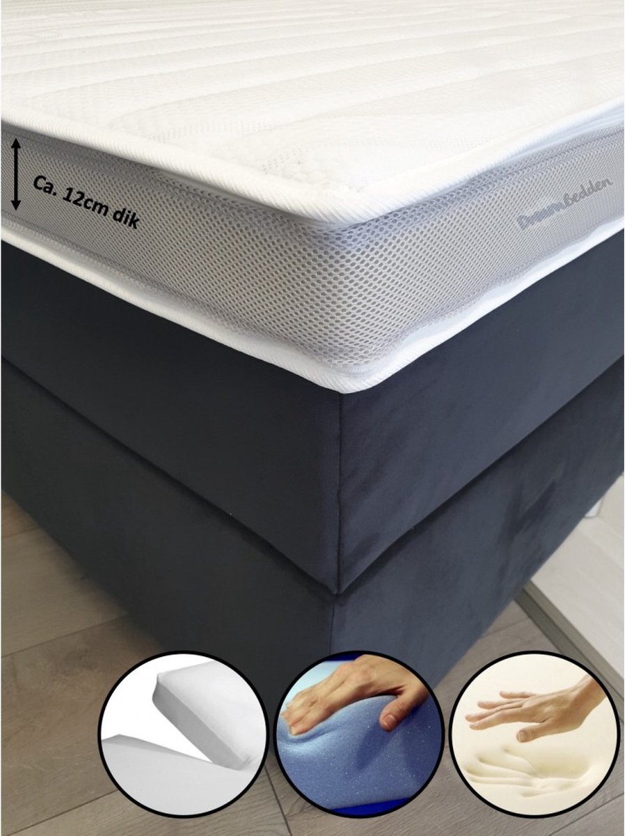 dreambedden Splitopper 200x210 - 2-zijdig - HR60 koudschuim - Nasa Traagschuim - Prestige Aegis - Anti Allergie - Ca. 12cm dik wit