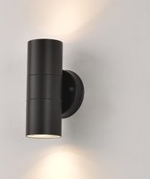 Wandlamp Shane Zwart - 2x GU10 LED 4,8W 2700K 355lm - IP54 - Dimbaar > spots verlichting zwart | wandlamp buiten zwart | wandlamp binnen zwart | wandlamp hal zwart | wandlamp woonk