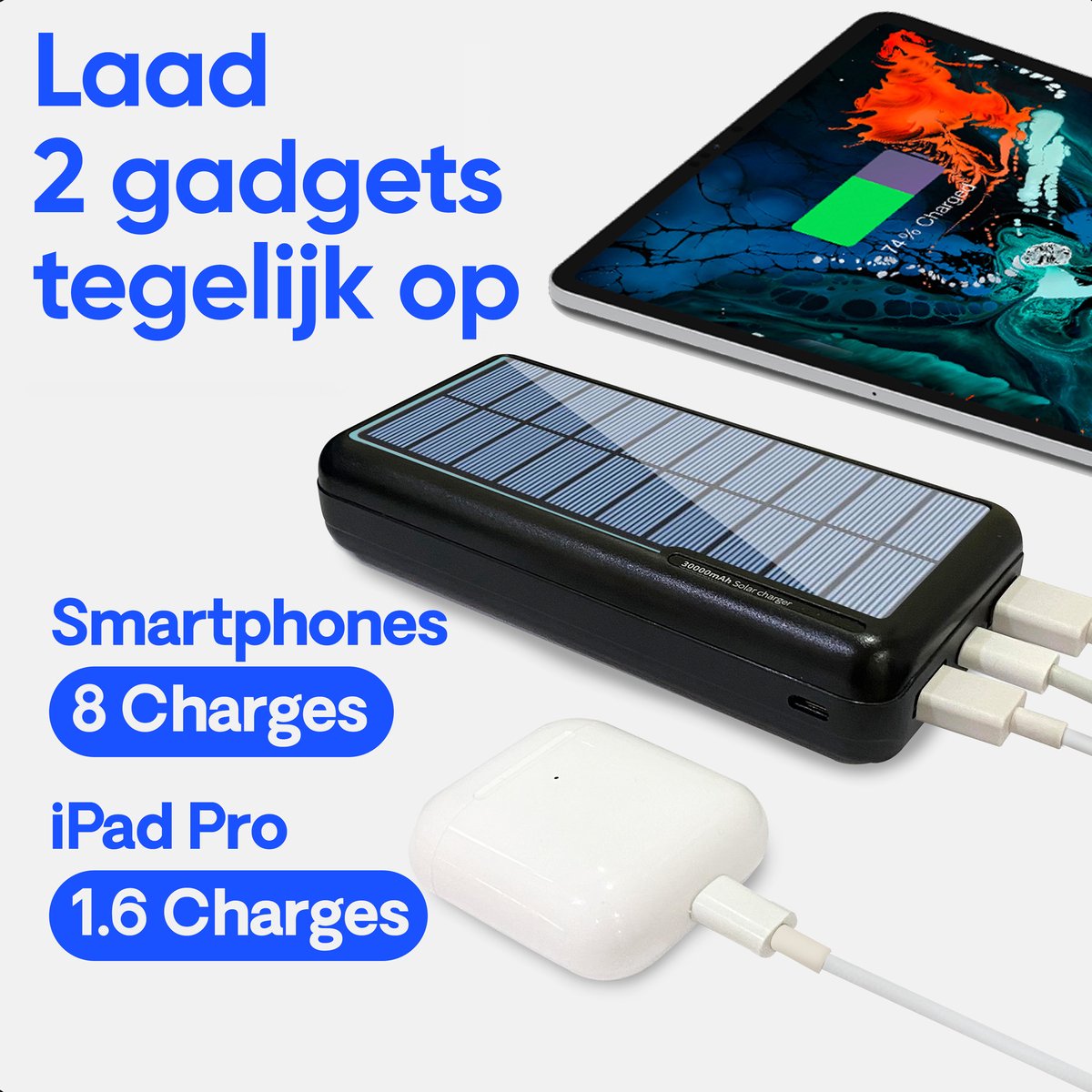 Golden Sound powerbank op zonne-energie - 30.000mAh