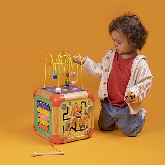 Bravmate Montessori-activiteitenkubus van hout, 8-in-1