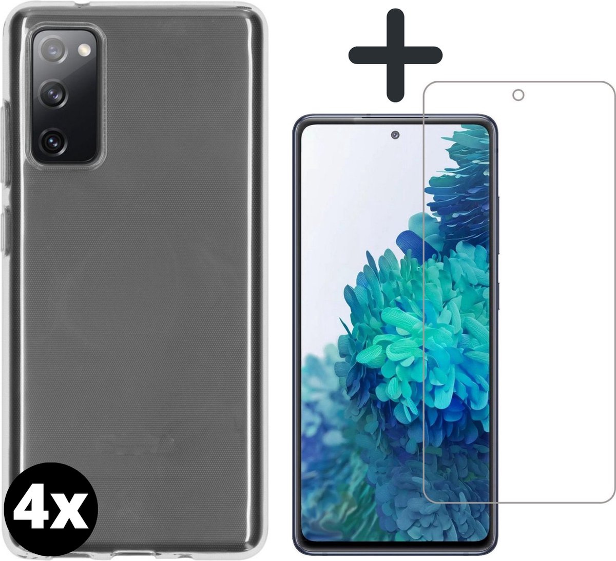 Fooniq Hoesje Transparant 4x + Screenprotector 4x - Geschikt Voor Samsung Galaxy S20 FE