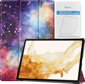 Case2go - Tablet hoes & Screenprotector geschikt voor Samsung Galaxy Tab S8 Plus - 12.4 Inch - Auto Wake/Sleep functie - Galaxy