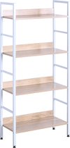 Kamyra® Opbergkast met 5 Planken - Boekenkast, Boekenrek, Kast, Kasten - 60x27.5x126 cm - Hout & Staal - Licht Eiken met Wit