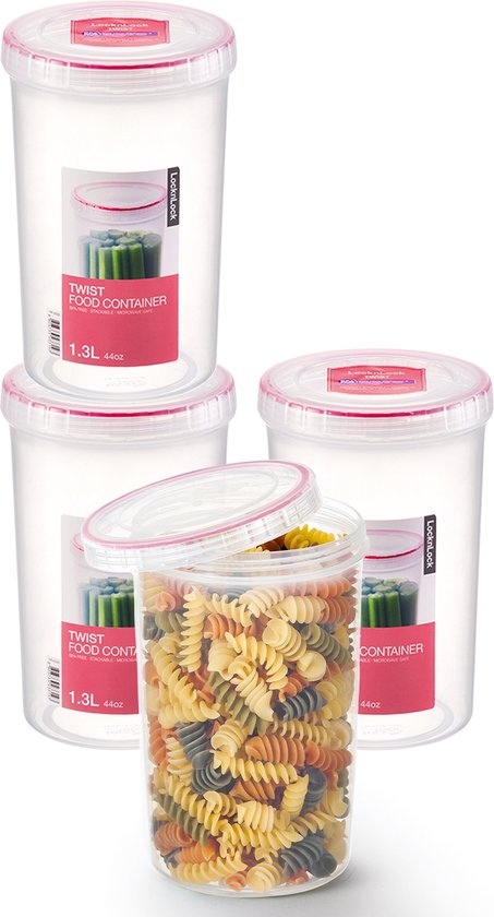 Boîtes de conservation Lock&Lock - Bidons alimentaires de conservation - Boîtes de conservation des aliments - 1,3 litre - Rondes - Sans BPA - Set de 4