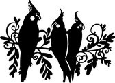 Muur - Raam sticker 3 papagaaien - Dieren - Wand Decoratie - Decoratief