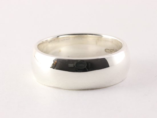 Zware gladde zilveren ring - 8 mm. - maat 21.5